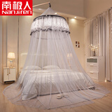 南极人（Nanjiren）免安装蚊帐圆顶吊顶家用配升降天地杆宫廷落地加密沙帐床型通用款 唯爱圆顶-灰色 1.2/1.5/1.8/2米床通用尺寸
