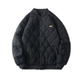 唐号（tanghao） 冬季ins潮牌宽松菱形格棉衣男日系复古棒球服外套情侣加厚棉服 A551黑色 M
