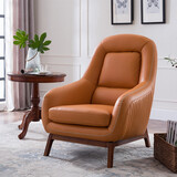 索梦纳斯 北欧单人沙发椅真皮美式轻奢实木休闲简约客厅阳台懒人沙发椅 单人位超纤皮料橘黄色（TM18-1)