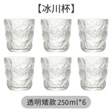 青苹果（QINGPINGGUO） 日式玻璃杯家用INS水杯加厚冰川杯威士忌酒杯茶杯果汁牛奶咖啡杯 冰川杯矮款250ML/6只装