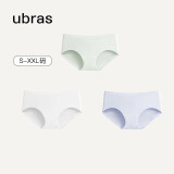 ubras女士内裤女抗菌底裆中腰三角裤豆蔻绿色+白色+粉末蓝色L