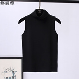 都丽雅背心女内搭无袖秋季打底衫2022韩版新品针织衫女款打底背心女短款针织背心女高领C13 黑色 均码