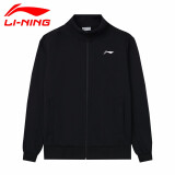 李宁（LI-NING）外套运动卫衣运动服春季款宽松大码针织长袖休闲开衫立领上衣男子 黑色 开衫运动服(店长推荐） L/175(建议130-140斤)