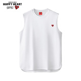 查尔斯桃心夏季坎肩男士背心宽肩宽松健身运动汗衫无袖t恤 白色 2XL 