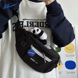 回力斜挎包男潮牌港风胸包大容量工装潮流街拍女学生休闲骑行运动腰包 黑色【送熊猫挂件】