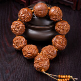 盘道印尼大核大籽十八罗汉财神荷花鲤鱼九龙戏珠正圆手持橄榄核雕文玩 十八罗汉3.4cm