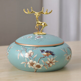 蒂拉欧式陶瓷带盖装饰大号烟灰缸创意烟缸 家居饰品摆设摆件