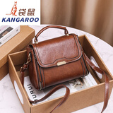 袋鼠（KANGAROO）小包女2026春季新款手提小方包韩版复古女包大容量单肩包送礼物 焦糖色