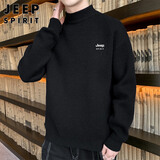 JEEP SPIRIT吉普毛衣男秋冬季半高领针织衫男外套线衣打底衫 黑色 3XL 