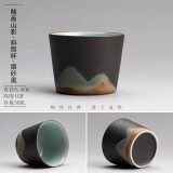 陶迷（TAOMI）高档主人杯茶杯品茗杯汝窑小茶杯茶盏家用陶瓷功夫茶具泡茶杯 斜筒杯磨砂黑 50ml 1只 200mL以下