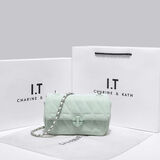 CHARINE&KATH 小&ck女包轻奢品牌小方包女通勤休闲链条包轻奢百搭单肩斜挎包女 绿色 专柜礼盒装