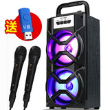 拼搏者 便携蓝牙音箱大音量低音炮户外小型广场舞音响迷你带麦克风家用手机微信收款语音播报器