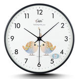 康巴丝北欧钟表挂钟简约现代客厅挂表轻奢创意卡通石英钟家用 6862K黑色爱情鸟直径33厘米