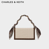 CHARLES&KEITH菱格链条丝巾饰小方包包女包生日礼物送女友CK2-70770588 Beige米色 S