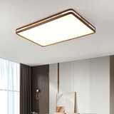 千帐灯胡桃木色新中式全铜led卧室吸顶灯简约客厅大堂过道阳台实木木艺 方80*60CM【胡桃色+铜】96瓦 节能LED白光