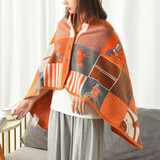 多功能披肩毛毯斗篷加厚法兰绒办公室午睡毯盖毯懒人披风盖腿毛毯 爱马 100x140cm(580克)