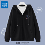 真维斯（JEANSWEST）卫衣女连帽开衫外套女装春秋冬季新款宽松休闲潮流韩版学生上衣服 薄款 黑色 眨眼熊_K M