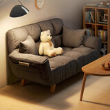 恺霖迪双人沙发小户型卧室沙发床两人折叠小沙发公寓民宿布艺沙发出租房 棉麻深灰色（可折叠） 两人位 100cm