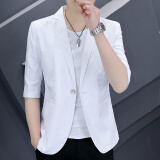 费洛仕夏季七分袖西服男士青年小西装韩版修身非主流中袖潮流薄款发型师 5502白色 L