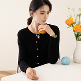 兔皇（TUHUANG）【纯羊毛开衫】25秋冬圆领纯色简约百搭气质女羊毛外套TW12A4960