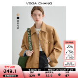 VEGA CHANG短外套女2024年新款春装复古显瘦旷野美拉德上衣 核桃棕 L