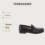 菲拉格慕（Ferragamo）男士黑色Gancini扣饰莫卡辛鞋 0712557_3E _100 /46码礼物送男友