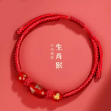 李居明2025年蛇年本命年红绳手链女男款礼物手串护身符属蛇猴虎猪吉祥物 属猴佩戴