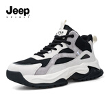 JEEP SPIRIT吉普男鞋时尚老爹鞋男皮面运动鞋男休闲鞋子男 187 石墨黑 41