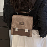 妙奕嘉女士包包女包双肩包女小背包高颜值迷你休闲时尚圣诞节礼物送女友 复古仿牛仔纹双肩包【棕色】