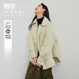 对白宽松轻薄衬衫式羽绒服女冬季新款时尚通勤休闲白鸭绒保暖外套 芥黄色 S