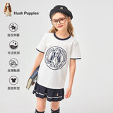暇步士（Hush Puppies）童装儿童25夏季圆领短袖T恤男女童款短袖 本白 140cm