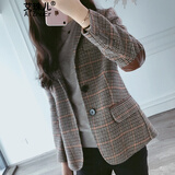 艾珠儿格子小西装外套女2026春秋季新款女装韩版气质格纹女士小西服上衣 图片色 M