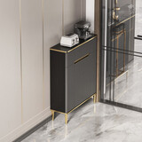 中邸 餐边柜超薄20-30cm实木岩板轻奢现代简约靠墙储物茶水柜子25厘米 79*20*97cm【高级灰】轻奢高脚