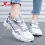 特步女鞋冬季新款网面跑步鞋轻便软底老爹鞋休闲运动鞋女 米紫粉【网面】 38