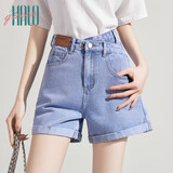 Halo Queen牛仔短裤女夏季高腰做旧破洞显瘦a字裤潮流女裤 H134N2633