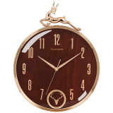 康巴丝（Compas）挂钟客厅钟表 简约时钟 卧室石英钟表挂墙 C3269-鹿头 镀金红木色