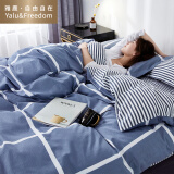 雅鹿·自由自在 全棉四件套 纯棉加大床上用品加厚双人床上套件4件套被套220*240cm床单枕套 1.8/2.0米床 午后