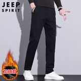 JEEP SPIRIT吉普休闲裤男秋冬季商务裤子男士新复古回潮男裤 黑色加绒 31