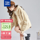 唐狮（TonLion）2024针织外套女休闲卫衣开衫连帽上衣 无绒款/杏色 M