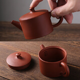林李间潮汕朱泥壶敞口壶120ml小容量手工家用功夫泡茶壶茶具炮嘴汉瓦壶 《汉瓦》120毫升