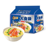康师傅方便面五连包袋装大食袋big番茄鸡蛋酸辣香辣红烧牛肉夜宵泡面 【大食袋】鲜虾鱼板面120g*5包