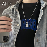 AHK26字母钛钢项链男女士百搭潮流情侣吊坠情人节生日礼物送男女朋友 潮流满钻项链 【Z】+品牌礼盒