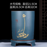 星棠紫砂花盆紫砂花盆直筒兰花盆陶瓷花盆兰花专用盆室内植物花 蓝色   直筒兰花盆大号价格 花盆