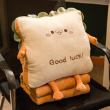 物枕居 珊瑚绒午睡盖毯法兰绒小毯子毛毯夏季薄空调毯抱枕毯沙发车用女 可爱款 1*1.7米法兰绒毯子+午睡枕