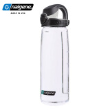 乐基因（nalgene）户外运动水杯塑料骑行随手杯子男女学生大容量便携直饮美国进口 5565-9024透明黑盖 650ml