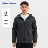 迪卡侬（DECATHLON）保暖连帽衫男士秋装运动外套男女同款健身上衣情侣外套 黑色 2XL