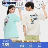 斐乐（FILA） FUSION短袖T恤情侣款时尚宽松运动休闲男女装中性上衣 乳糖色-BG 160/84A/XS