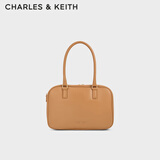 CHARLES&KEITH纯色手提波士顿包斜挎包女士生日礼物送女友CK2-30271398 Toffee中褐色 M