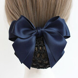 阿表妹 职业头花发网兜高档护士发夹物业蝴蝶结发套职员工盘发银行酒店 A6蓝色燕尾粗网