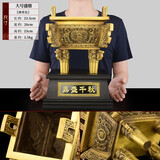 天祥缘 铜鼎摆件黄铜鼎盛千秋鼎家居客厅酒店大堂办公室公司开业礼品 大号铜盛鼎擦黑+配底座